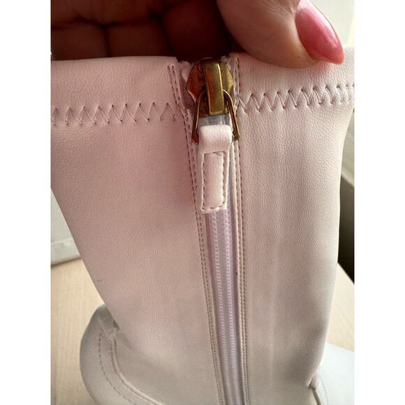 Stella McCartney white western sock stretch ankle BLOCK HEEL BOOTS 38/ US 8 - Picture 5 of 16